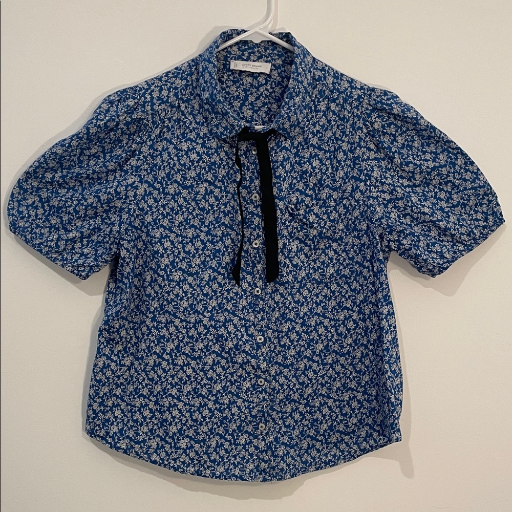 Lucky Brand Blue Floral button cotton shirt size L